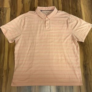 Under Armour Men's Heat Gear, Pastel Orange Striped Polo Shirt, Size 3XL